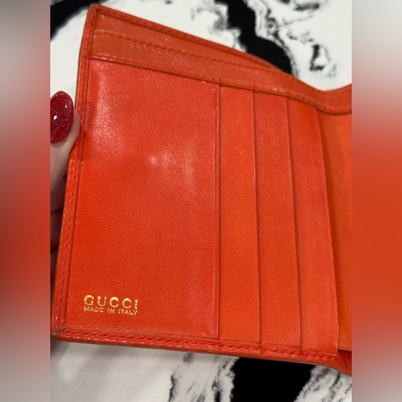 ✨ Vintage Gucci Bamboo Bar Wallet Burnt Orange Leather Bifold Italy - Picture 9 of 16